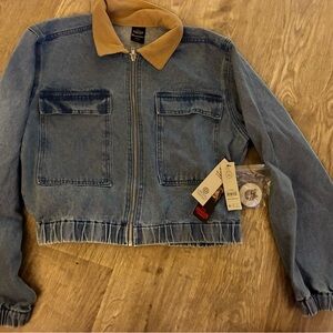 Denim Jacket with Tan Collar